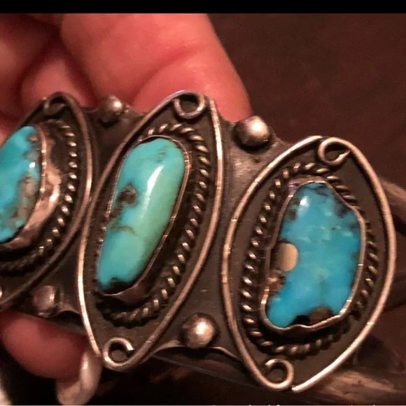 Very old SS/Turquoise NAVAJO CUFF - Picture 5 of 11